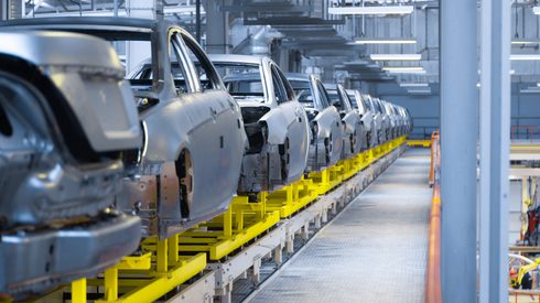 Modern automobile production line with automated production equipment
