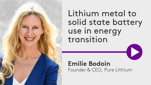 Emilie Bodoin from Pure Lithium on lithium metal to solid state battery use in energy transition promo thumbnail