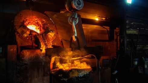 Photo of the cauldron in a foundry